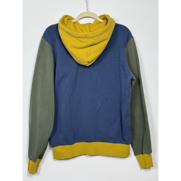 The North Face Men M Colorblock Hoodie Blue Green Yellow Fleece Pullover Read - Picture 6 of 9